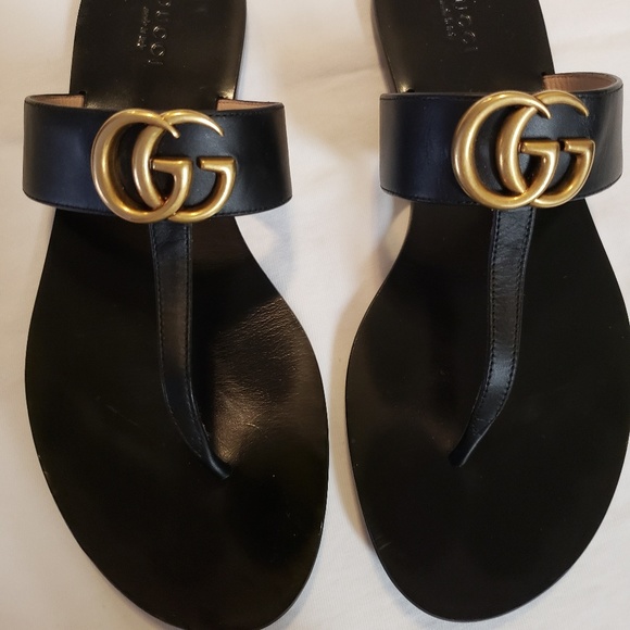 gucci flat marmont leather thong